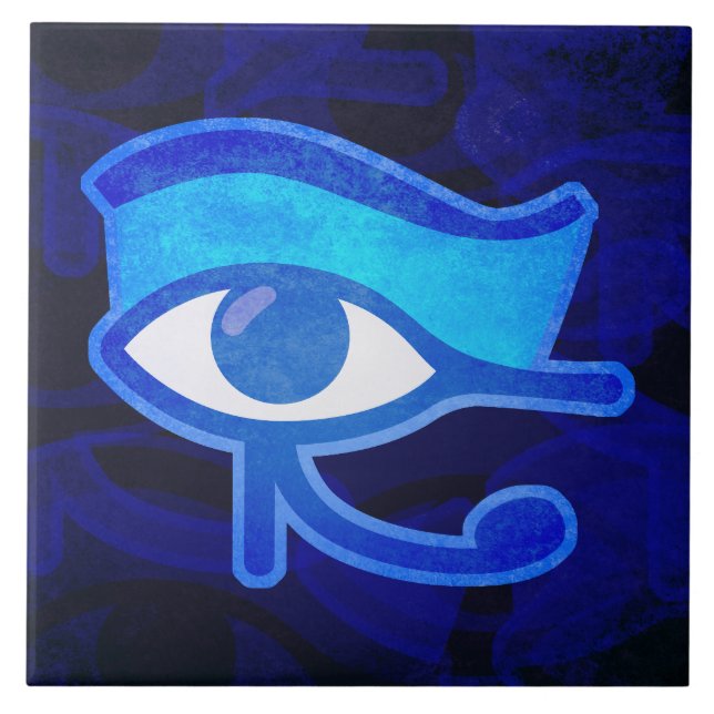 Blue Horus Eye Ceramic Tile (Front)