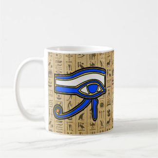 Blue Horus Eye On Hieroglyphs  Coffee Mug