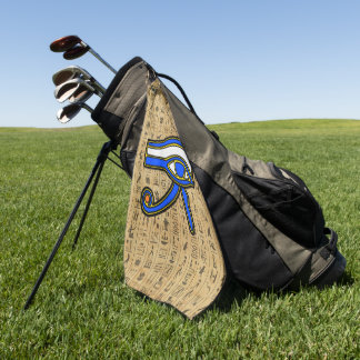 Blue Horus Eye On Hieroglyphs  Golf Towel