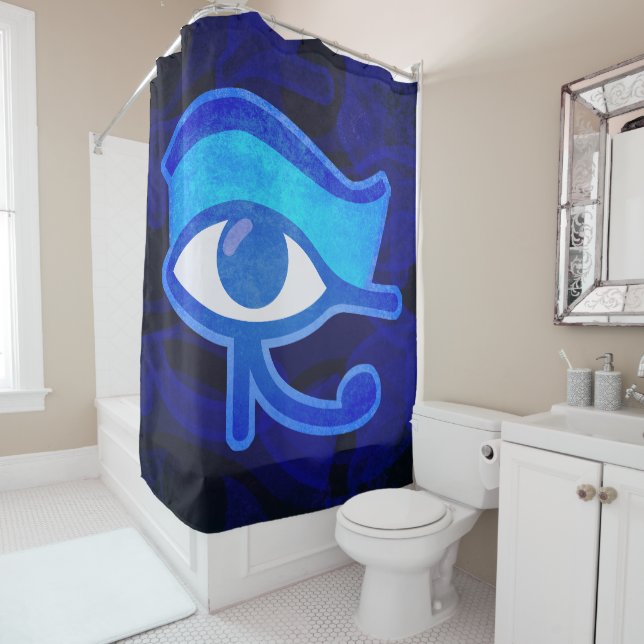 Blue Horus Eye Shower Curtain (In Situ)