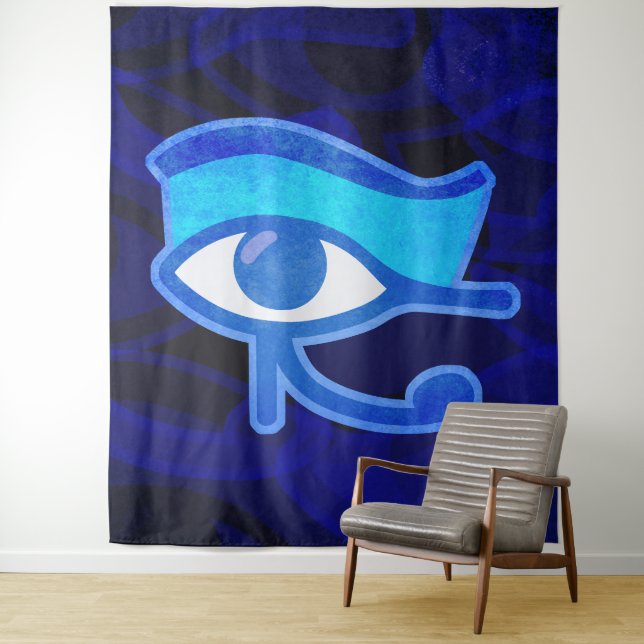 Blue Horus Eye Tapestry (In Situ)