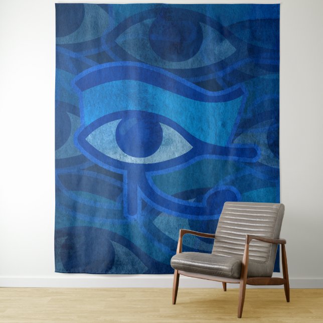 Blue Horus Eye Tapestry (In Situ)