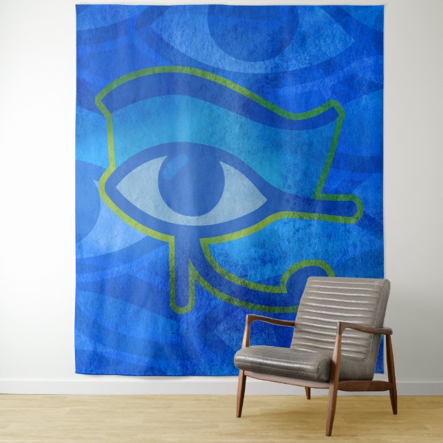 Blue Horus Eye Tapestry (In Situ)