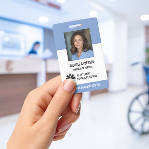 Blue Hospital Employee Logo Photo Id Badge