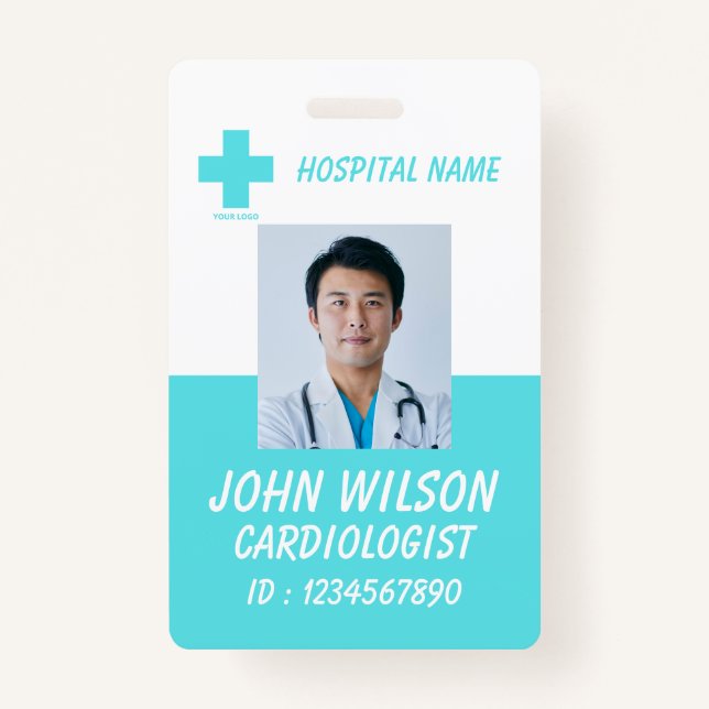 Blue Hospital Employee Name ID Badge (Front)
