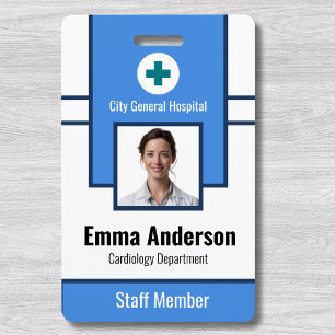 Blue   Hospital Employee Photo ID  – Nurse Doctor ID Badge