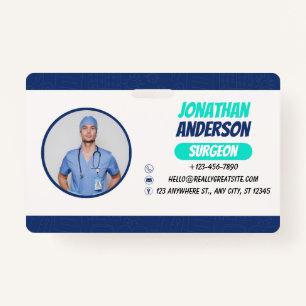 Blue Hospital Medical Employee Photo ID Badge