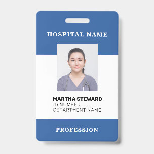 Blue Hospital Nurse Medical Employee Photo Company ID Badge