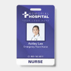 Blue Hospital Staff ID Badge with Photo & Barcode