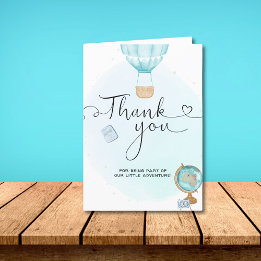 Blue Hot Air Balloon Adventure Folded Thank You