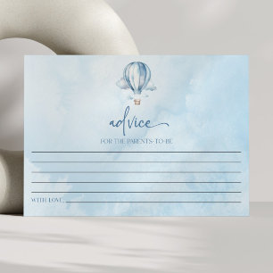 Blue Hot Air Balloon Baby Shower Advice Card