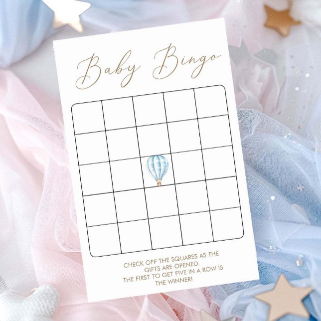 Blue Hot Air Balloon Baby Shower Baby  Bingo Game (Creator Uploaded)