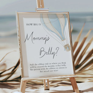 Blue Hot Air Balloon Baby Shower Big Mommys Belly Poster