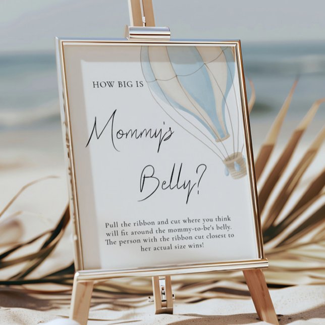 Blue Hot Air Balloon Baby Shower Big Mommys Belly Poster (Creator Uploaded)