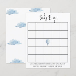 Blue hot air balloon - Baby shower bingo game