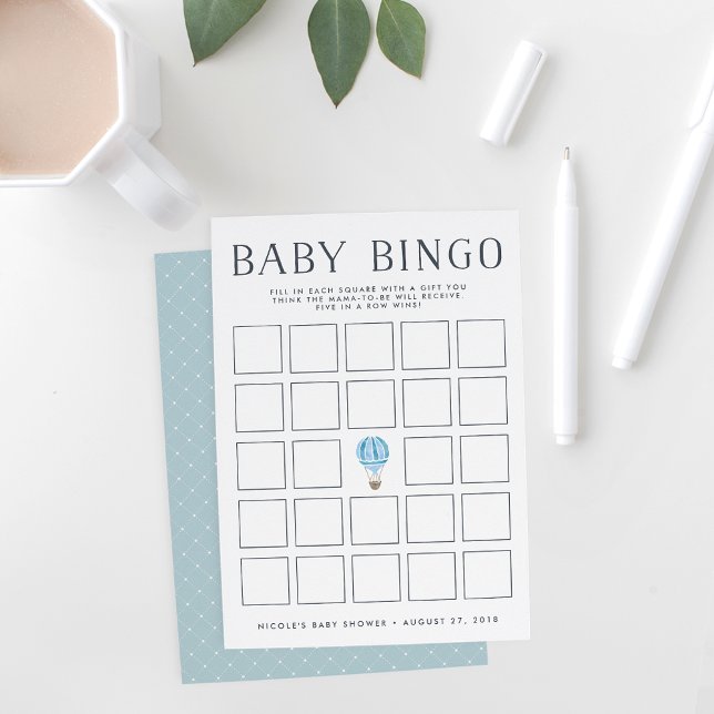 Blue Hot Air Balloon | Baby Shower Bingo Game Card (Creator Uploaded)
