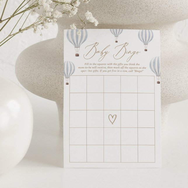 Blue Hot Air Balloon Baby Shower Bingo Game Invitation (Creator Uploaded)
