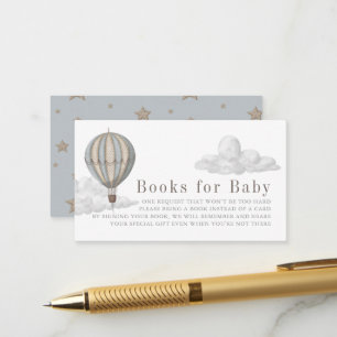 Blue Hot Air Balloon Baby Shower Book Request Enclosure Card