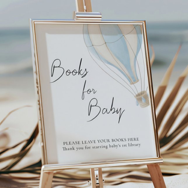 Blue Hot Air Balloon Baby Shower Books For Baby Poster (Creator Uploaded)