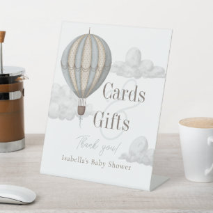 Blue Hot Air Balloon Baby Shower Cards & Gifts Pedestal Sign