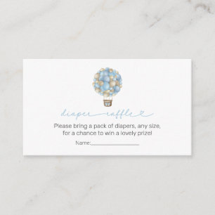 Blue Hot Air Balloon Baby Shower Diaper Raffle Enclosure Card