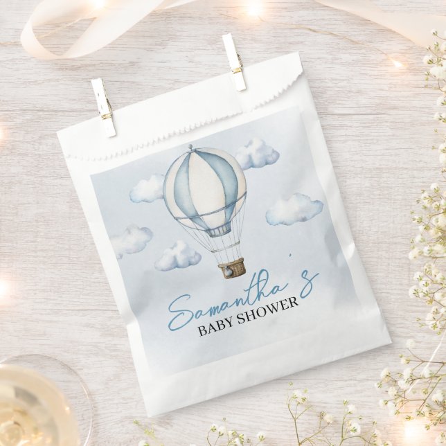 Blue Hot Air Balloon Baby Shower Favour Bags (Clipped)