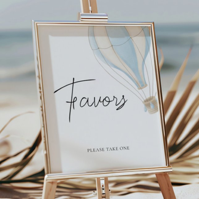 Blue Hot Air Balloon Baby Shower Favours Sign (Creator Uploaded)