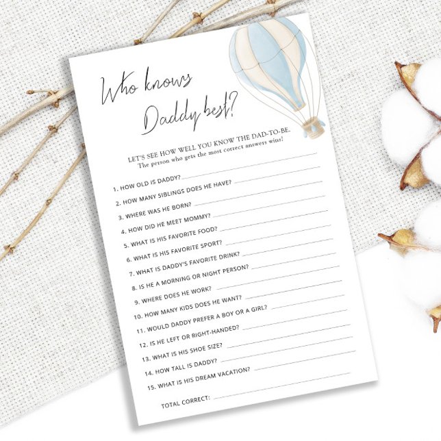 Blue Hot Air Balloon Baby Shower Knows Daddy Best (Creator Uploaded)