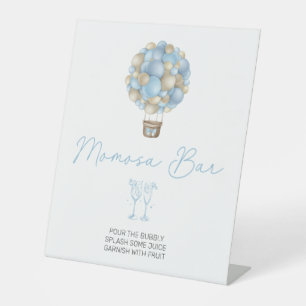 Blue Hot Air Balloon Baby Shower Momosa Bar Pedestal Sign