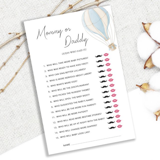 Blue Hot Air Balloon Baby Shower Mummy or Daddy (Creator Uploaded)