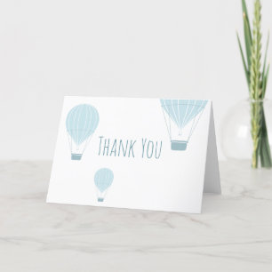 Blue Hot Air Balloon   Baby Shower Thank You Card