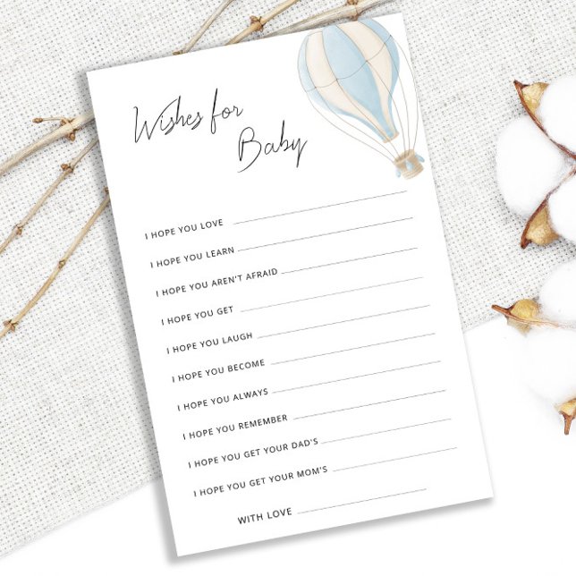 Blue Hot Air Balloon Baby Shower Wishes For Baby (Creator Uploaded)