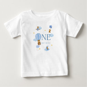 Blue Hot Air Balloon Bear 1st Birthday Baby T-Shir T-Shirt
