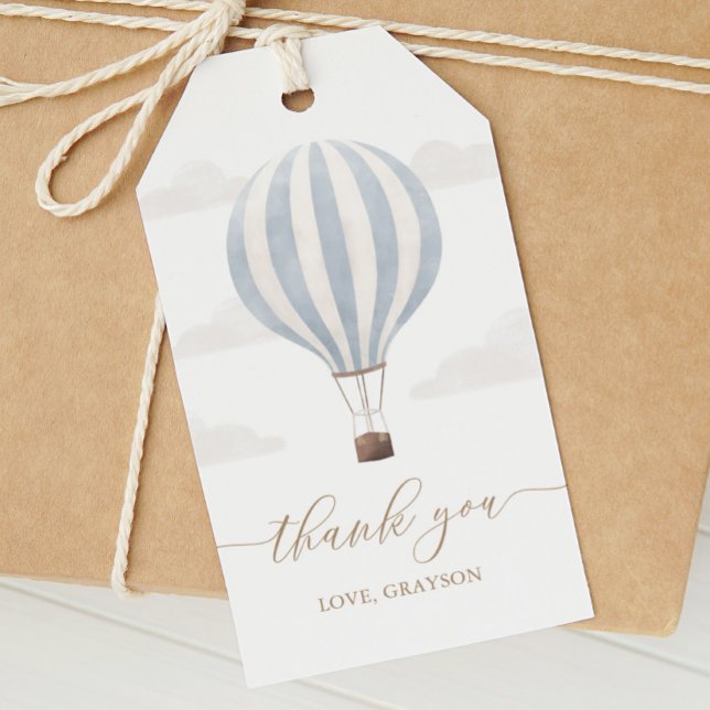 Blue Hot Air Balloon Birthday Gift Tags (Creator Uploaded)