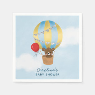 Blue Hot Air Balloon Boy Baby Shower Napkin