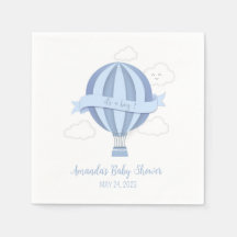 Blue Hot Air Balloon Boy Baby Shower Napkins