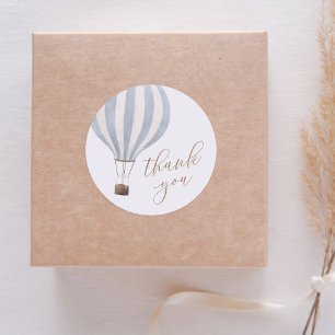 Blue Hot Air Balloon Boy Baby Shower Thank You Classic Round Sticker