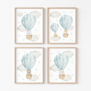 Blue Hot Air Balloon, Cute Animals, Boy Nursery