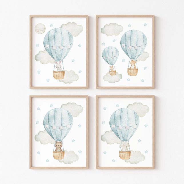 Blue Hot Air Balloon, Cute Animals, Boy Nursery (Creator Uploaded)