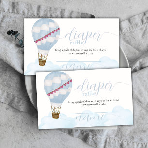 Blue Hot Air Balloon Diaper Raffle Baby Shower  Enclosure Card