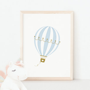 Blue Hot Air Balloon Nursery & Kids Room Poster
