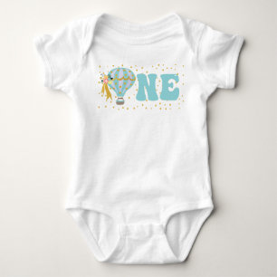 Blue Hot Air Balloon ONE 1st Birthday  Baby Bodysuit