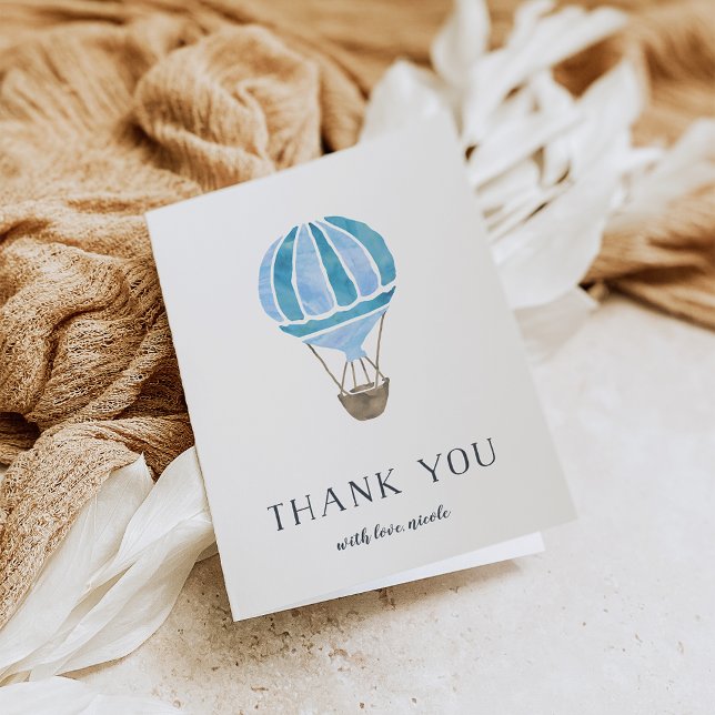 Blue Hot Air Balloon Personalised Thank You Card (Creator Uploaded)