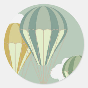 Blue hot air balloon stikkers classic round sticker