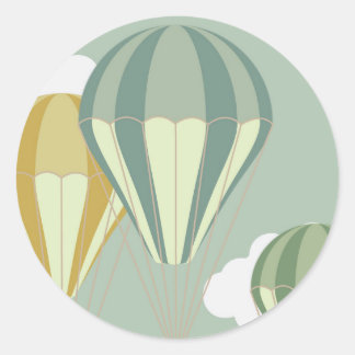 Blue hot air balloon stikkers classic round sticker