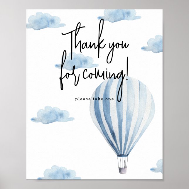 Blue hot air balloon - Thank you for coming Poster (Front)