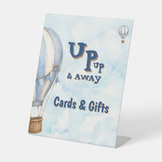 Blue Hot Air Balloon Up Up & Away Cards & Gifts Pedestal Sign