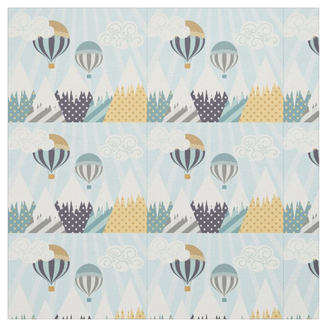 Blue Hot Air Balloons Fabric (Swatch)
