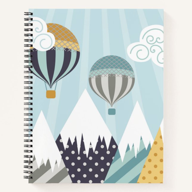 Blue Hot Air Balloons Notebook (Front)
