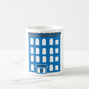 Blue Hotel Building Vintage City Architecture Coffee Mug